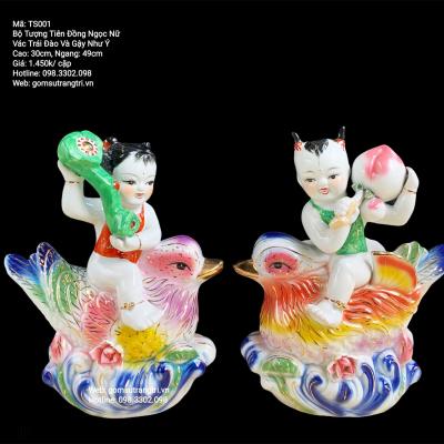 BỘ TƯỢNG TIÊN ĐỒNG NGỌC NỮ VÁC TRÁI ĐÀO VÀ GẬY NHƯ Ý